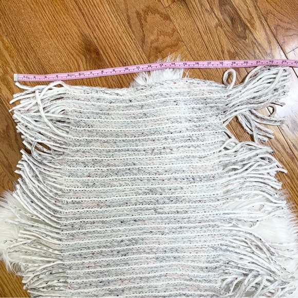 Infinity Scarf Stripes Beige Knited Fringe Bohemian Oversized Wrap - Picture 9 of 14